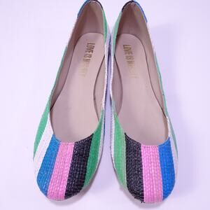 Love is Mighty Women's Multi Color Striped Canvas Ballet Flats Sz 7 NWOB 115